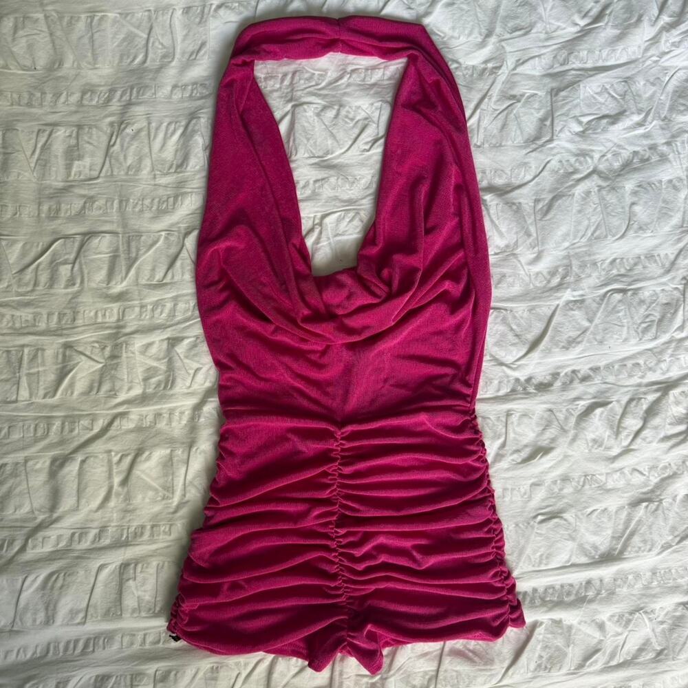 Hot pink halter romper
